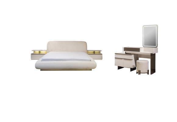 Stilvolle Weiße Schlafzimmergarnitur Doppelbett Schminktisch Nachttische