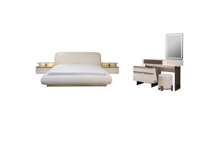 Stilvolle Weiße Schlafzimmergarnitur Doppelbett Schminktisch Nachttische