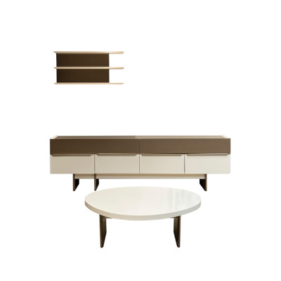 Moderne Wohnzimmer Garnitur Sideboard Designer Wandregal Couchtisch 3tlg