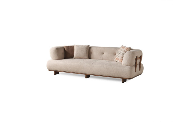 Beige Wohnzimmer Polstercouch Designer Dreisitzer Sofa Edle Sitzmöbel
