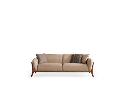 Moderne Beige Textilcouch Designer Möbel Wohnzimmer Edle Polstersofas