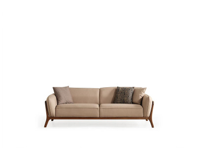 Moderne Beige Textilcouch Designer Möbel Wohnzimmer Edle Polstersofas