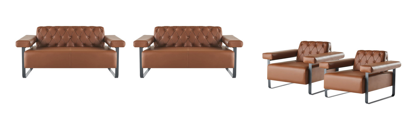 Ledersofas 2-Sitzer Sofas Sessel Couch Knöpfe Chesterfield Edelstahl