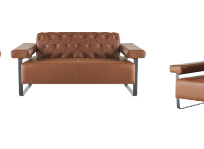 Ledersofas 2-Sitzer Sofas Sessel Couch Knöpfe Chesterfield Edelstahl