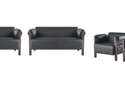 Ledersofas Couch 2-Sitzer Sofas Sofas Sessel Schwarz Modern Leder Holz