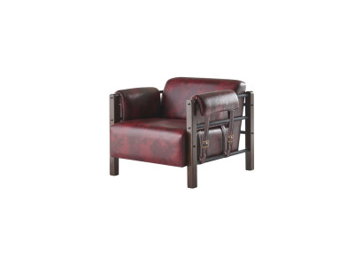 Ledersessel Sessel Bordeaux Lehnsessel Leder Holz Modern 1-Sitzer