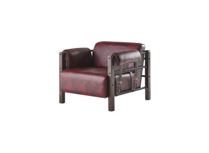 Ledersessel Sessel Bordeaux Lehnsessel Leder Holz Modern 1-Sitzer