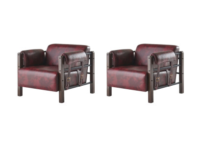 Leder Sessel Bordeaux Ledersessel Modern 1-Sitzer Set Weiche Armlehnen