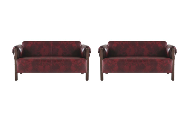 Ledersofas 2-Sitzer Bordeaux Leder Sitzmöbel Sofa-Set Sofas Modern