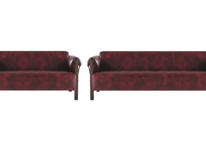 Couch Ledesofas 3-Sitzer 2-Sitzer Bordeaux Modern Stil Leder Holz Set
