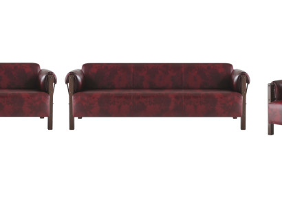 Couch Bordeaux Ledersofas Holz Komplett 3tlg 3-Sitzer 2-Sitzer Sessel