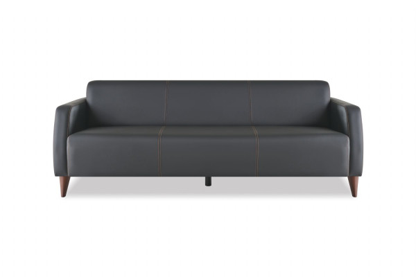 Ledersofa 3-Sitzer Sofa Schwarz Leder Holz Modern Vielseitig Weiche
