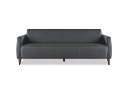Ledersofa 3-Sitzer Sofa Schwarz Leder Holz Modern Vielseitig Weiche