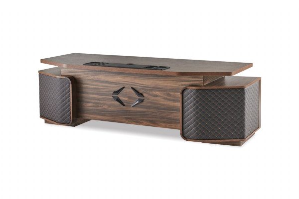 Bürotisch Schubladen Arbeitszimmer Rechteckig Braun Schwarz Modern Holz