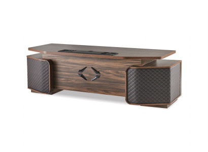 Bürotisch Schubladen Arbeitszimmer Rechteckig Braun Schwarz Modern Holz