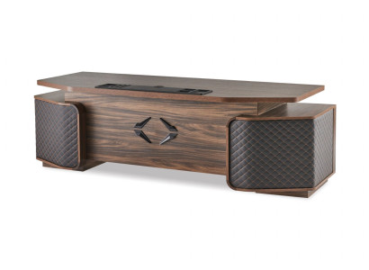 Bürotisch Schubladen Arbeitszimmer Rechteckig Braun Schwarz Modern Holz