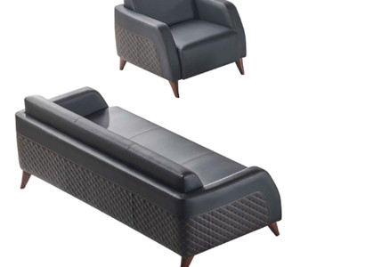 Ledersofas Set 3-Sitzer Sessel Schwarz Couch Modern Sofa-Set Sitzmöbel