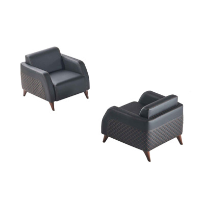Leder Sessel Set Schwarz Lehnsessel Holz 1-Sitzer Modern Polster Weiche