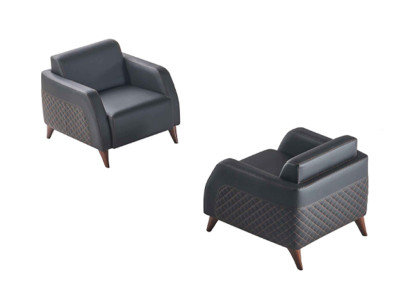 Leder Sessel Set Schwarz Lehnsessel Holz 1-Sitzer Modern Polster Weiche