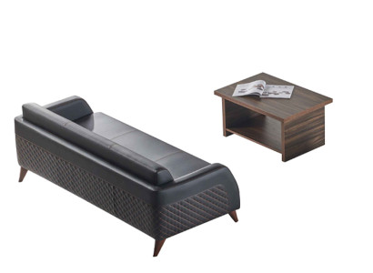 Ledersofa 3-Sitzer Sofa Couchtisch Couch Set Schwarz Braun Einlegeboden