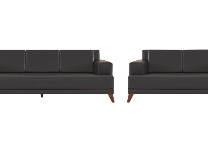 Modernnes Sofa-Set Ledersofas Schwarz 3-Sitzer 2-Sitzer Polster Kissen