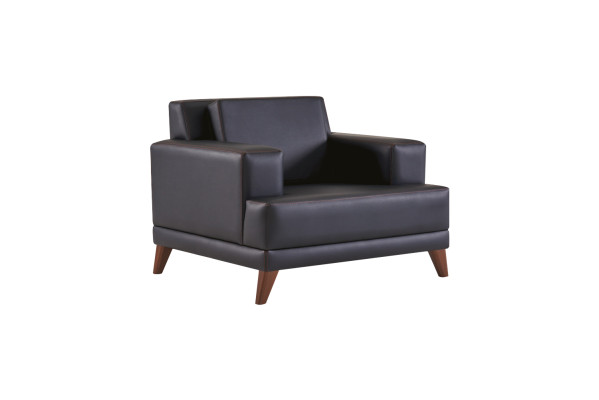 Sofagarnituren 3-Sitzer Sofas Sessel Schwarz Ledersofas Modern Leder Holz