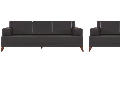 Sofagarnituren 3-Sitzer Sofas Sessel Schwarz Ledersofas Modern Leder Holz