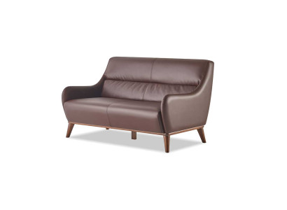 Ledersofa 2-Sitzer Sofa Braun Klassisch Leder Holz Weiche Armlehnen