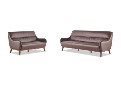 Klassisch 3-Sitzer 2-Sitzer Braun Sofa-Set Sofagarnitur Couch Ledersofas