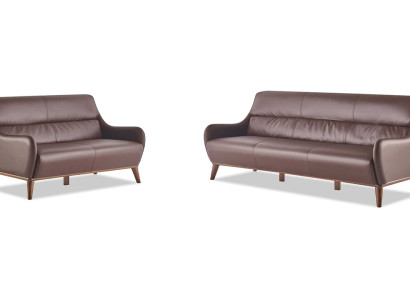 Klassisch 3-Sitzer 2-Sitzer Braun Sofa-Set Sofagarnitur Couch Ledersofas