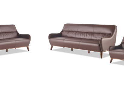 Komplett Sofa-Set 3-Sitzer 2-Sitzer Sessel Braun Klassisch Couch Leder