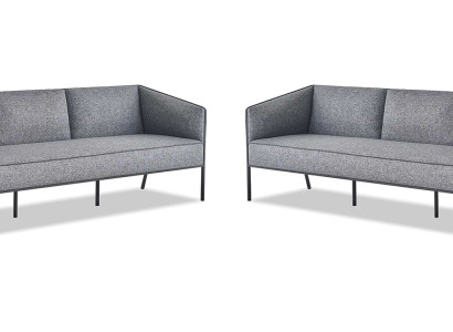 Ledersofas Textil 3-Sitzer Grau Edelstahl Modern Leder Couch Sofa-Set