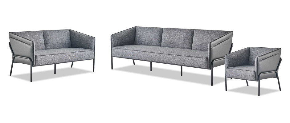Sitzmöbel-Set 3-Sitzer 2-Sitzer Sessel Grau Lehnsessel Modern Sofa-Set
