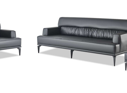 Ledersofas Schwarz Sofa-Set 3-Sitzer 2-Sitzer Sessel Modern Couch Leder