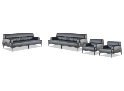 Sofagarnitur Couch Polster Möbel Büroeinrichtung Sitzer Schwarz Sofa-Set 4tlg.
