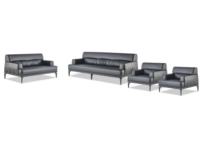 Sofagarnitur Sofas Schwarz Ledersofas Sofa-Set 3-Sitzer 2-Sitzer Sessel