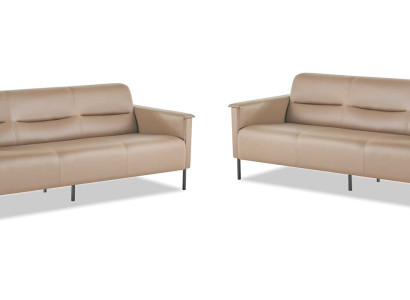 Ledersofas 3-Sitzer Edelstahl Beige Modern Edelstahl Couch Leder Holz