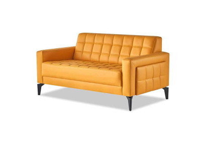 Couch Gelb 2-Sitzer Sofa Chesterfield Ledersofa Sitzmöbel Zweisitzig