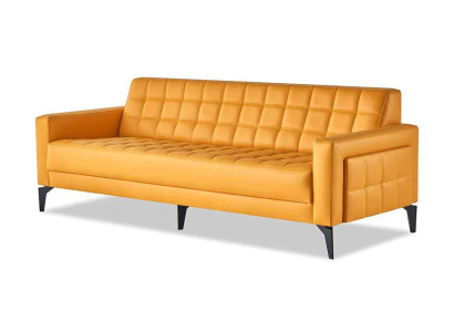 Ledersofa 3-Sitzer Sofa Chesrterfield Modern Dreisitzig Couch Leder Holz