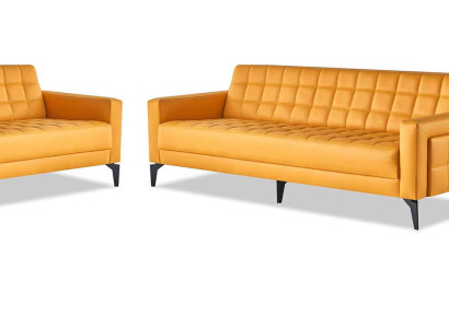 Komplett Set Sofas Modern Ledersofas 3-Sitzer Sessel Couch Leder Edelstahl