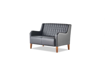 Sofa Schwarz 2-Sitzer Couch Leder Modern Zweisitzig Ledersofa Holz Weich