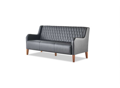 Ledersofa Sofa 3-Sitzer Schwarz Sitzmöbel Modern Leder Holz Dreisitzig