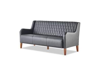 Ledersofa Sofa 3-Sitzer Schwarz Sitzmöbel Modern Leder Holz Dreisitzig