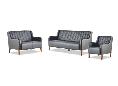 Komplett-Set 3-Sitzer 2-Sitzer Sessel Schwarz Sofa-Set Modern Sofas
