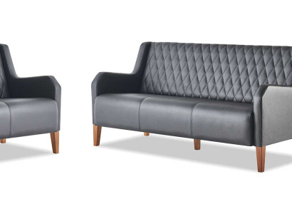 Komplett-Set 3-Sitzer 2-Sitzer Sessel Schwarz Sofa-Set Modern Sofas