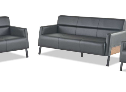 Ledersofas-Set Schwarz Leder Modern 3-Sitzer 2-Sitzer Sessel Sitzmöbel