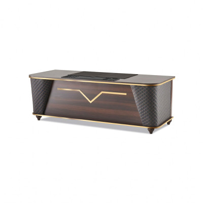 Bürotisch Braun Schwarz Holz Modern Stil Rechteckig Arbeitszimmer Büro