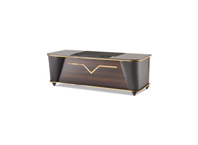 Bürotisch Braun Schwarz Holz Modern Stil Rechteckig Arbeitszimmer Büro