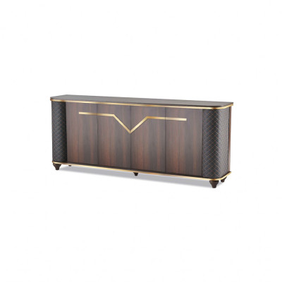 Sideboard Braun Schwarz Zweifarbig Modern Türen Arbeitszimmer Rechteck