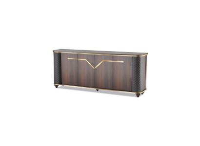 Sideboard Braun Schwarz Zweifarbig Modern Türen Arbeitszimmer Rechteck